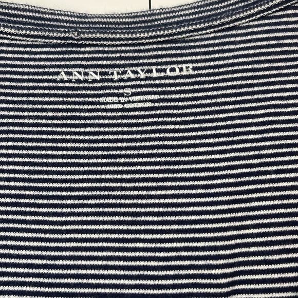 Ann Taylor navy striped shirt - Picture 2 of 3